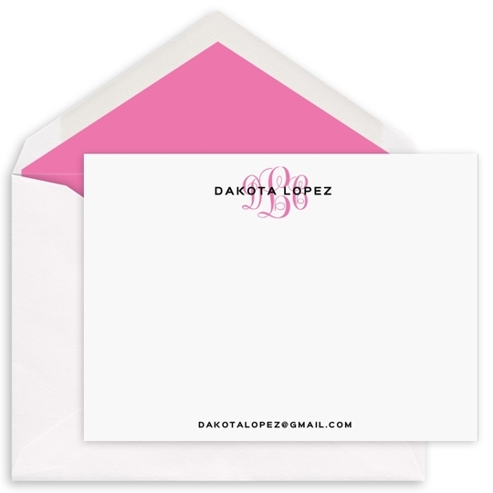 Pop of Color Monogram Flat Note Cards